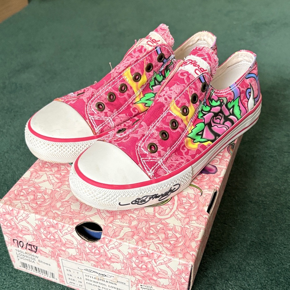 Ed Hardy Pink Floral Sneakers